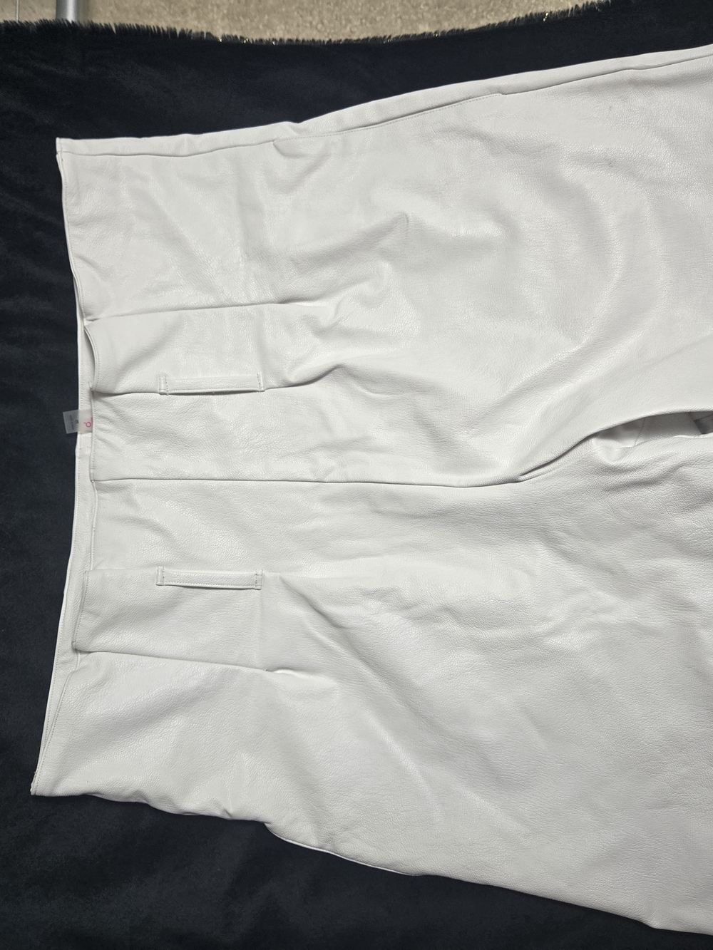 Commando White Faux Leather Pants with Pink Logo